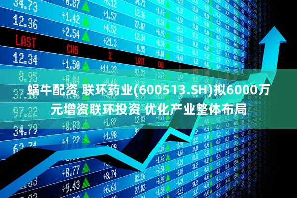 蜗牛配资 联环药业(600513.SH)拟6000万元增资联环投资 优化产业整体布局